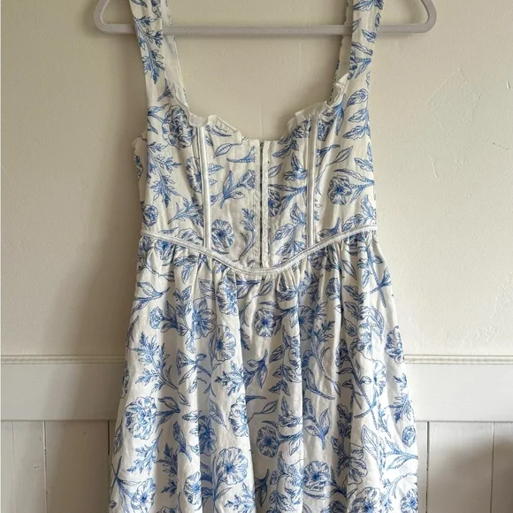 For Love And Lemons ‘Maisie’ Blue and White Mini Dress - Picture 2 of 5